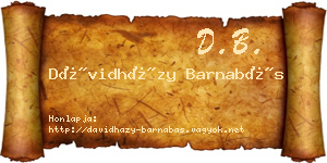 Dávidházy Barnabás névjegykártya